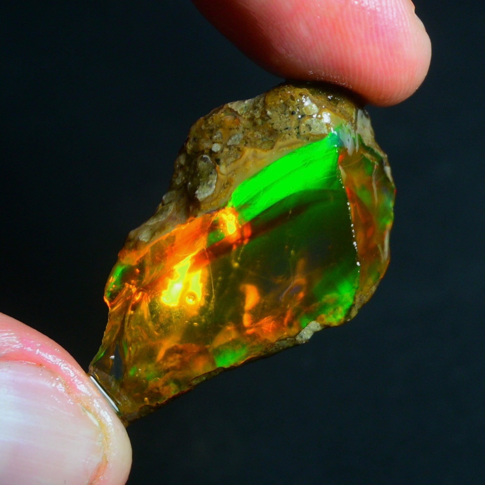 Stunning Multi Fire Natural Ethiopian Oil Opal Rough 52.00 Cts Raw Opal Specimen
