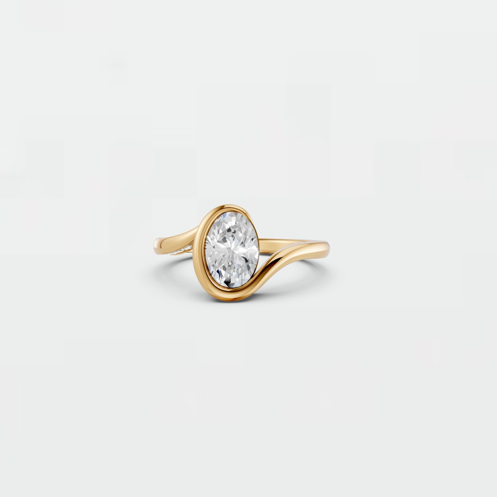 Oval Cut Lab Grown Diamond Bezel Setting Solitaire Engagement Ring