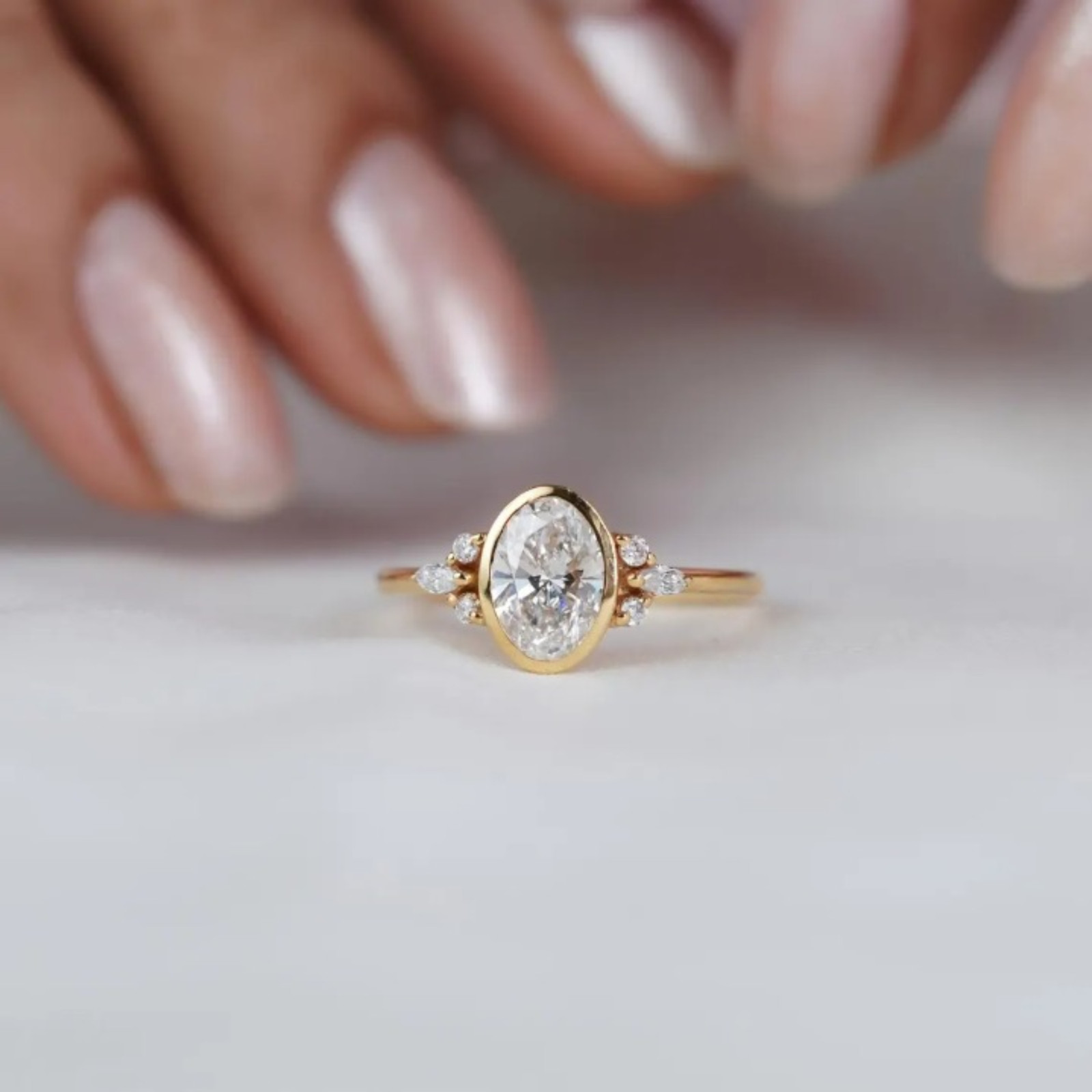 1 Carat Oval Cut Lab Grown Diamond Engagement Ring | 14k Yellow Gold VVS VS