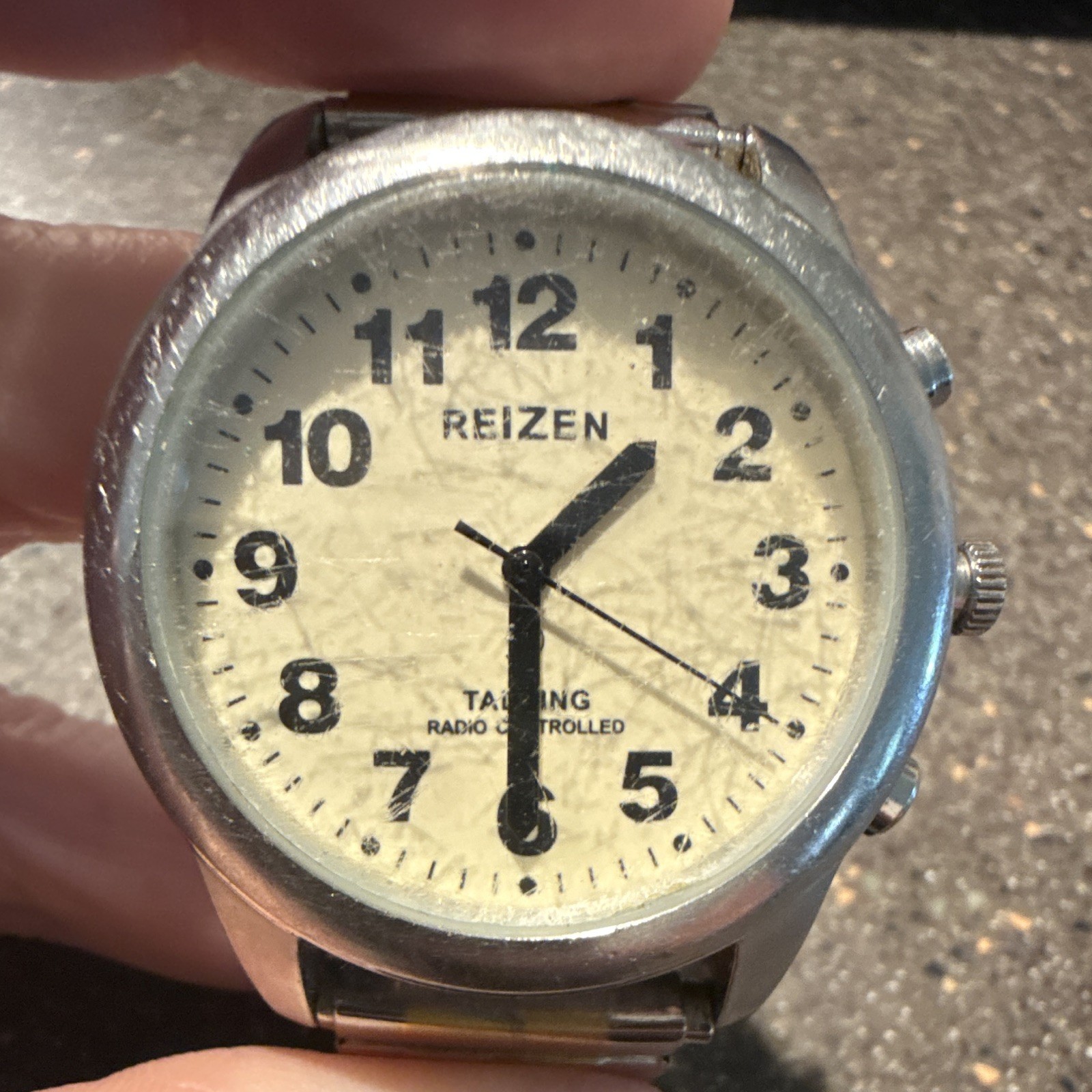 Reizen Talking Radio Controlled Watch, Low Vision Atomic Timepiece, Silver/Gold
