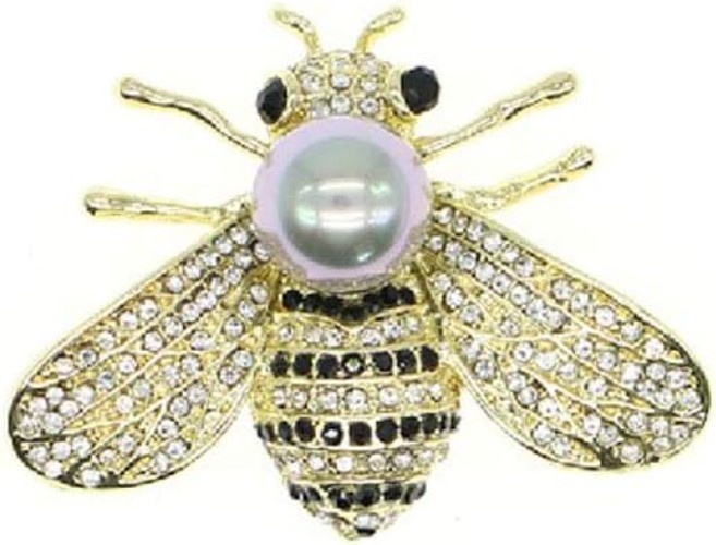 Charming Bee Pin Brooch – 14K Gold & Pearl Accents, Ideal for Everyday Elegance