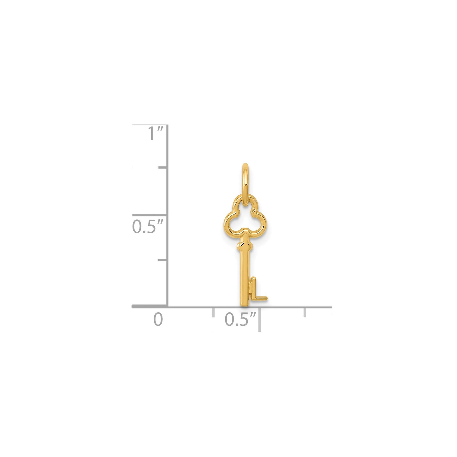 14k Yellow Gold Small Vintage Key Pendant Charm Letter L Personalized 15.53mm