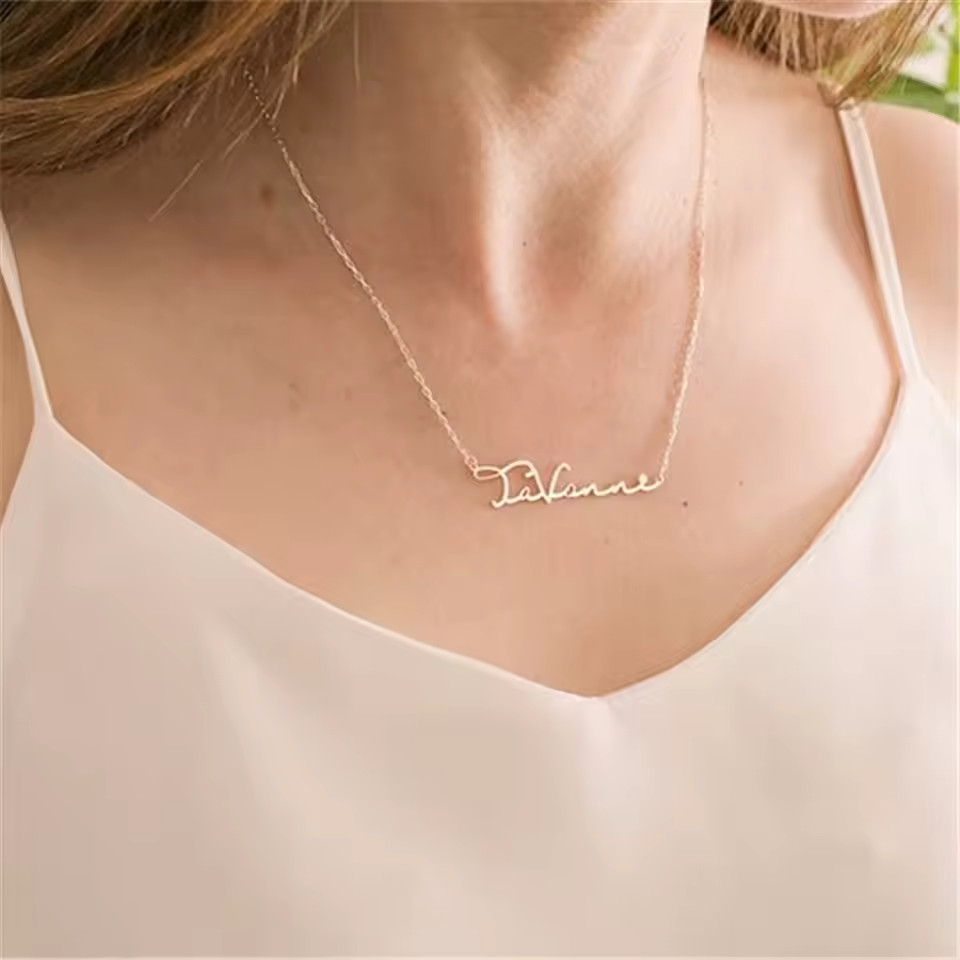 Customized Dainty Name Necklace Cursive Pendant Jewelry Women Stainless Steel