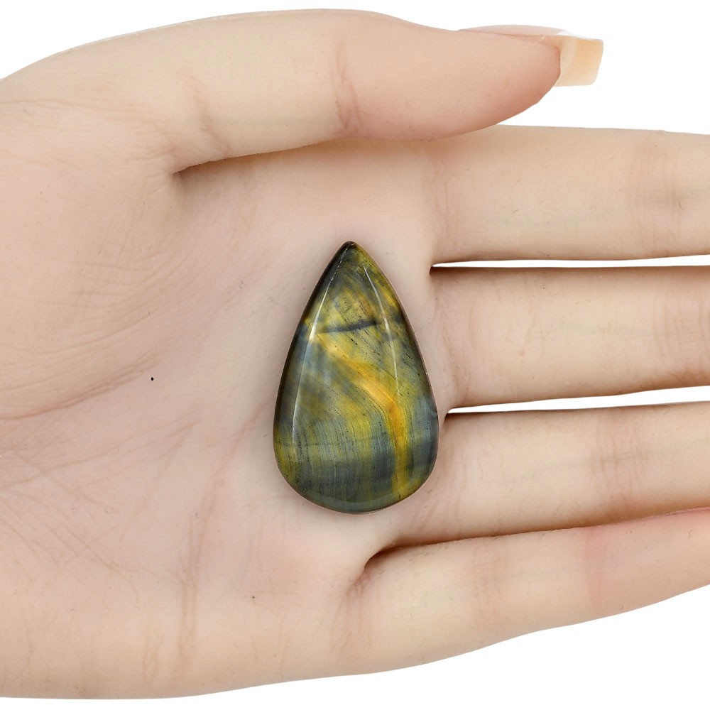 Natural Blue Tiger Eye 36x22x6 mm Pear Shape Polished Loose Gemstone LS01382-17
