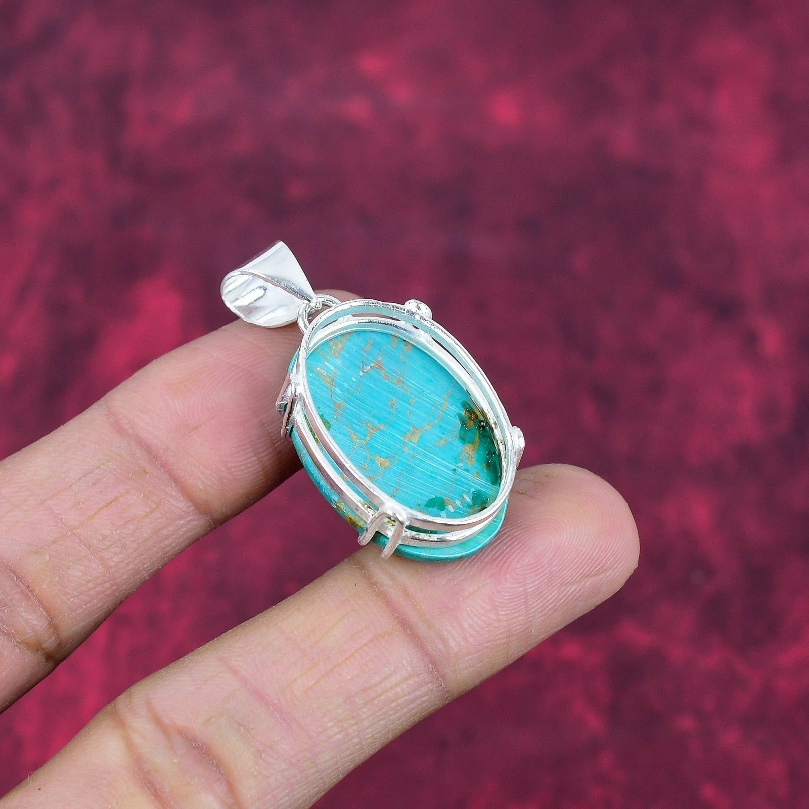 40.55 Ct Arizona Turquoise Handmade 925 Solid Sterling Silver Jewelry Pendant