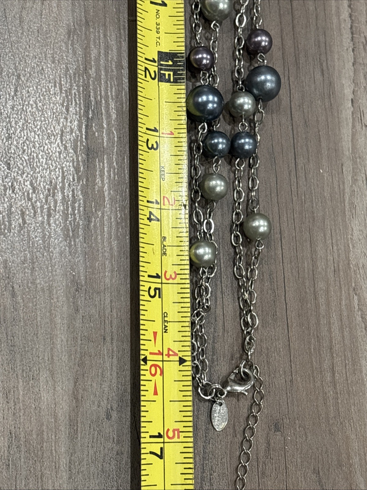NECKLACE Lia Sophia Shades of Blue/ Purple/Silver Round Beads on Silver Chain