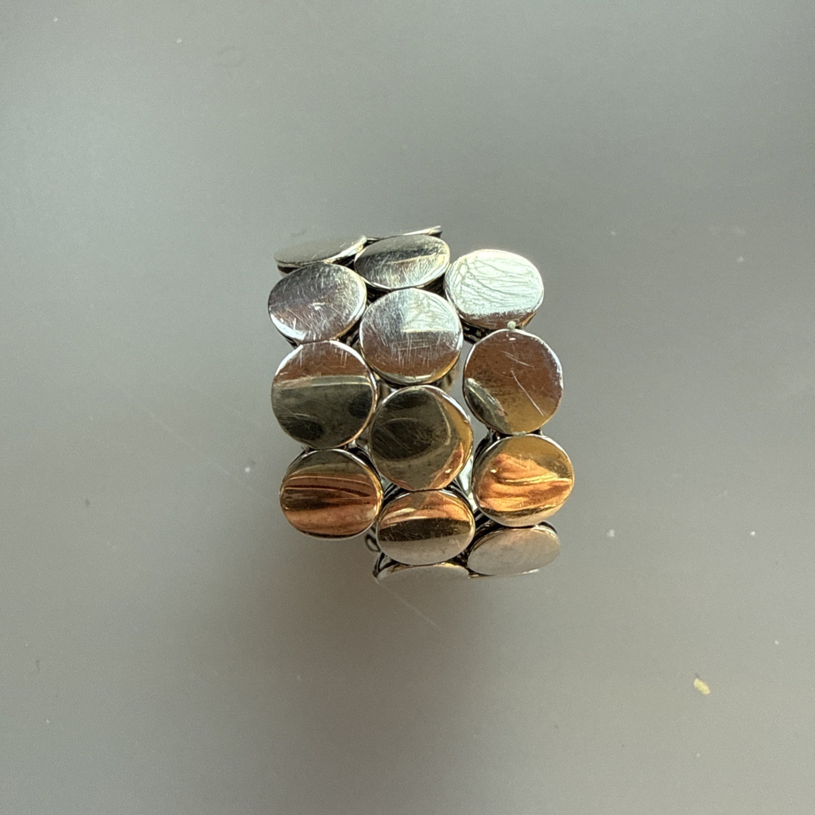 JOHN HARDY STERLING SILVER DOT DOUBLE COIL RING -SIZE 7