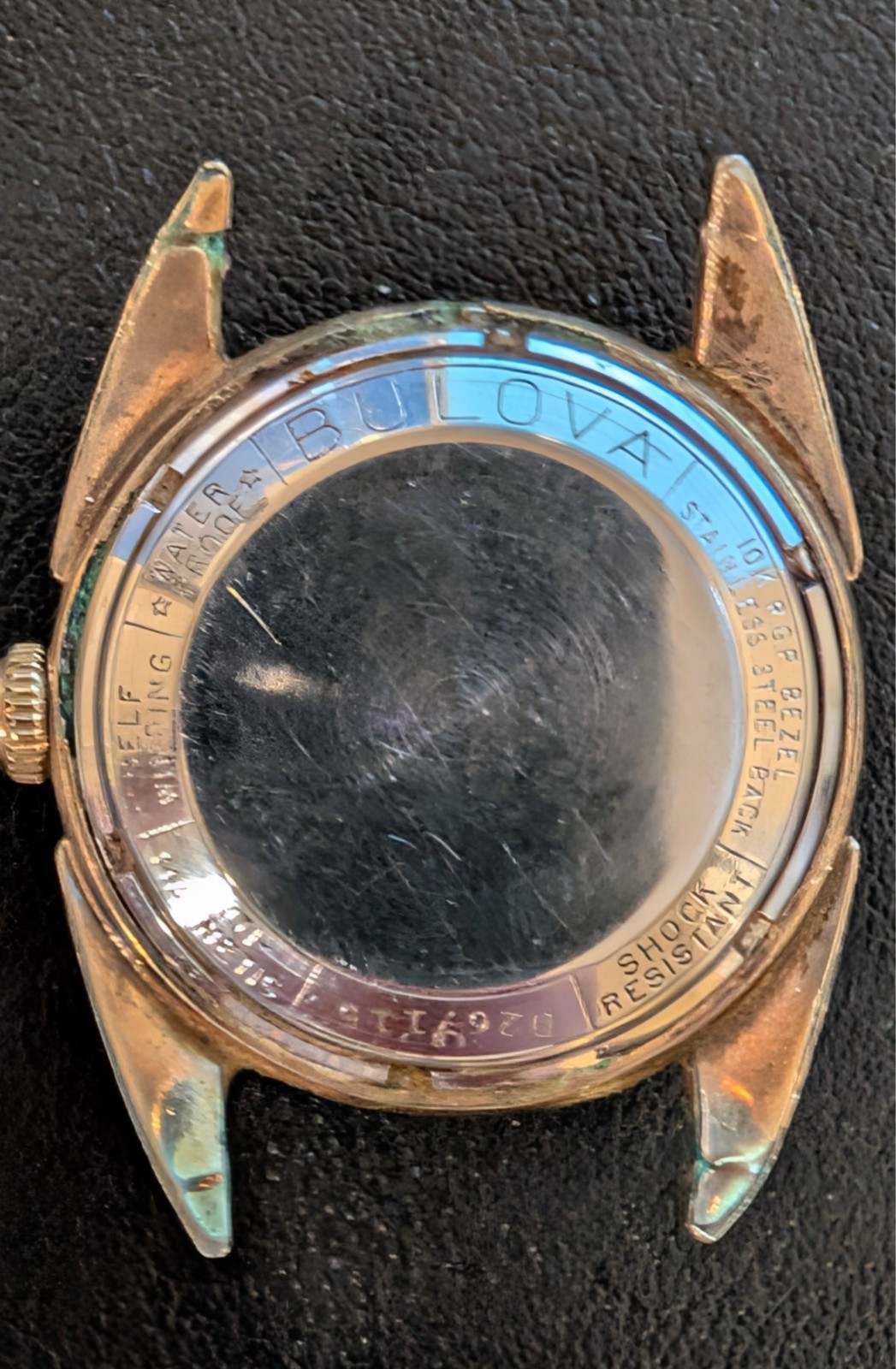 Vintage 1950s Bulova 23 Jewels Automatic RUNNING Sunburst Radial Dial 10k RGP