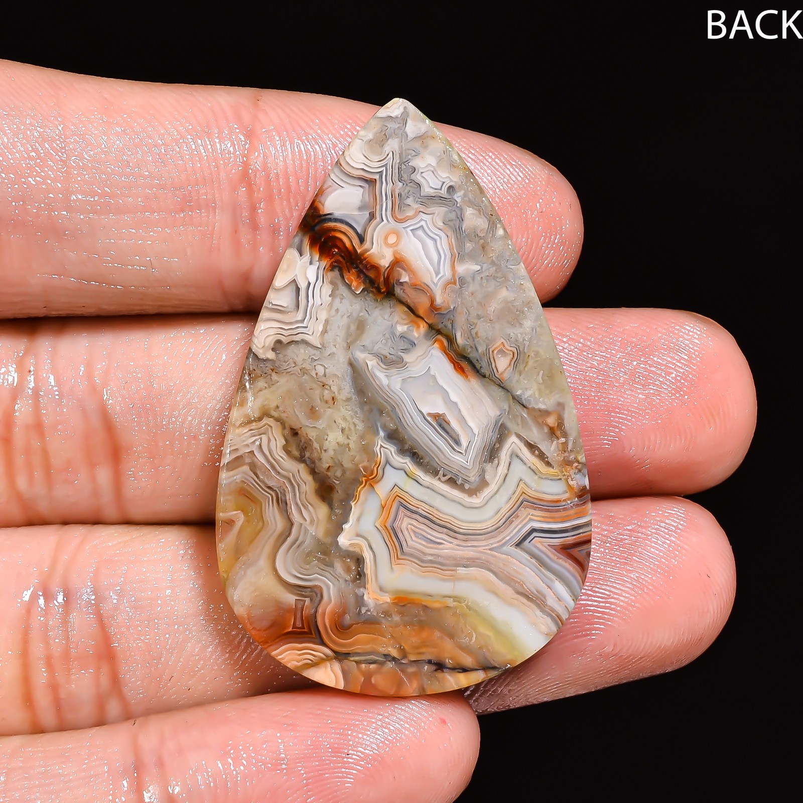 Natural Crazy Lace Agate Pear Shape Cabochon Loose Gemstone 41X26X5 MM 37 Cts.