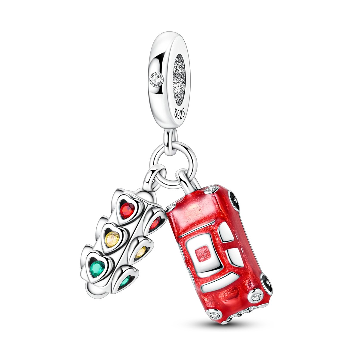 MULA 925 Sterling Silver DIY Charm Traffic Lights Car Pendant for Women Bracelet