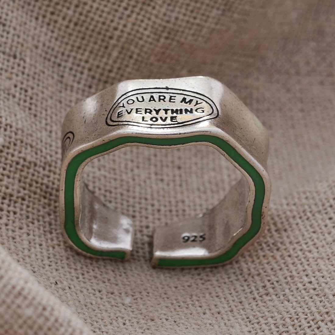 Silvery Letter Engraved Elegant Ring Adjustable Love Rings Men Women JewelryGift