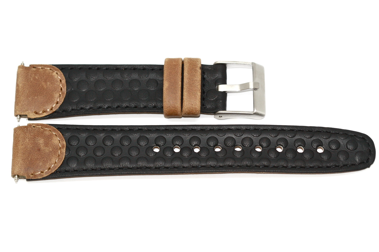 19MM BROWN BLACK PEBBLED DISTRESSED LEATHER WATCH BAND FITS TIMEX EXPEDITION