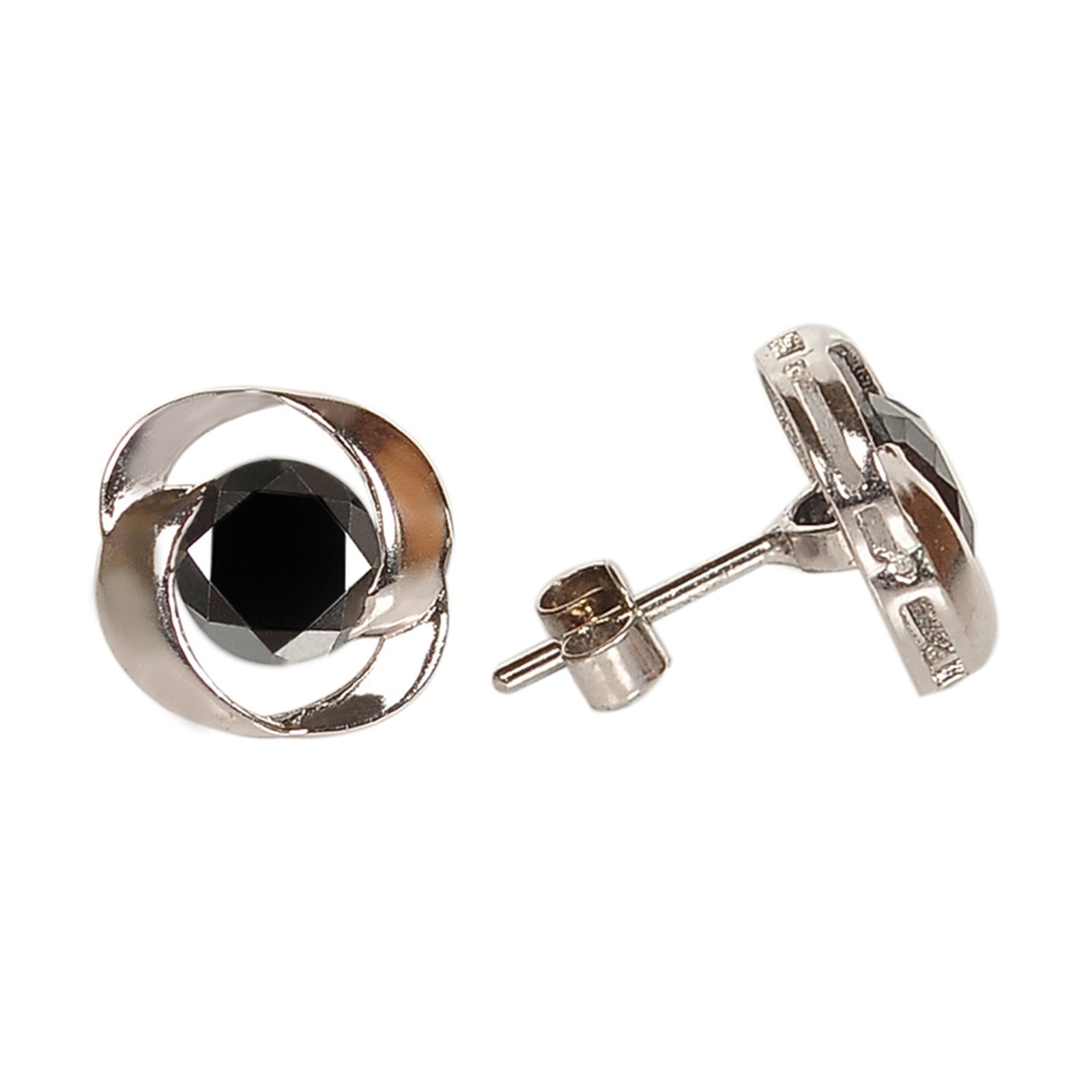 4.00 Cts. 100% Natural Jet Black Diamond Studs In 925 Silver -Tariffs Free