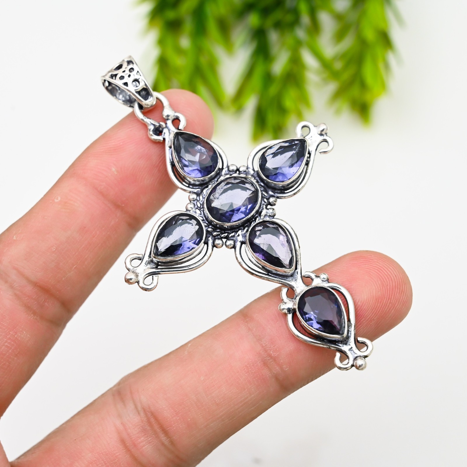 Iolite Gemstone Handmade 925 Sterling Silver Jewelry Pendant Gift For Love