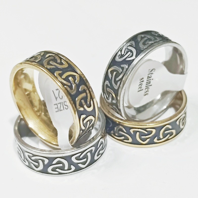36 Pcs Celtic Knot Black Enamel Stainless Steel Rings Stackable Vintage Jewelry