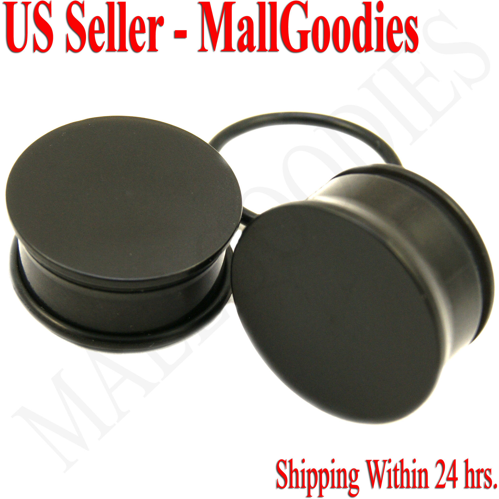 0941 Black Acrylic Single Flare Ear Plugs 3/4″ Inch 20mm Big Gauges One 1 Pair