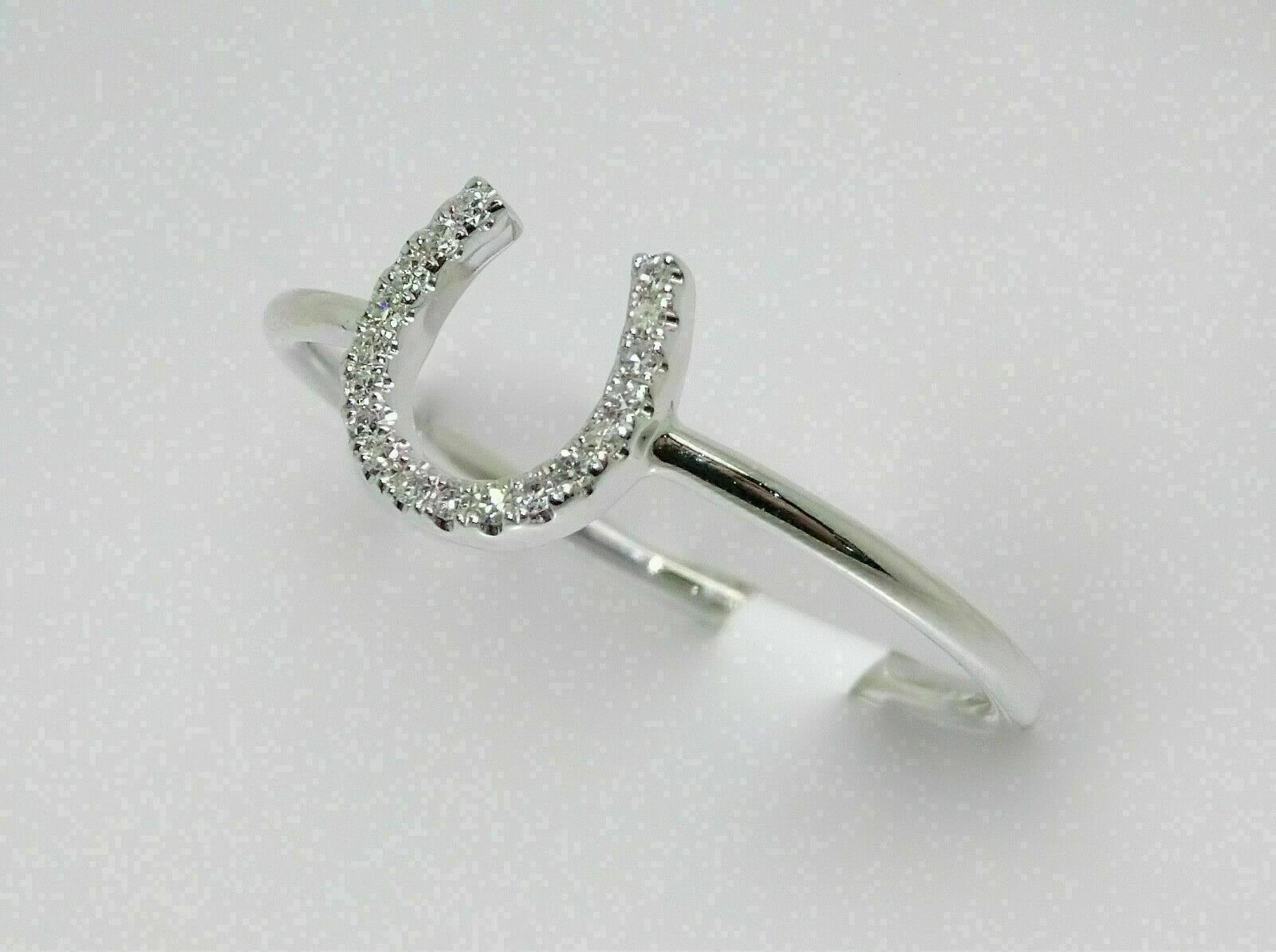 1Ct Round Lab Created Diamond Horseshoe Women’s Band Ring 14K White Gold Plated