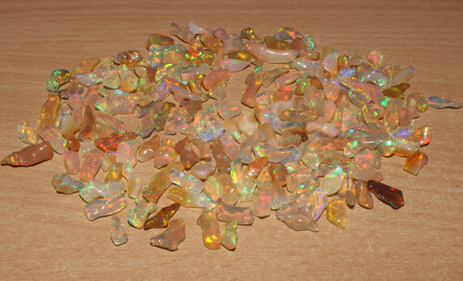 4x7to5x13 MM Ethiopian Welo Fire Opal Polished Rough Play of Color Specimen #98