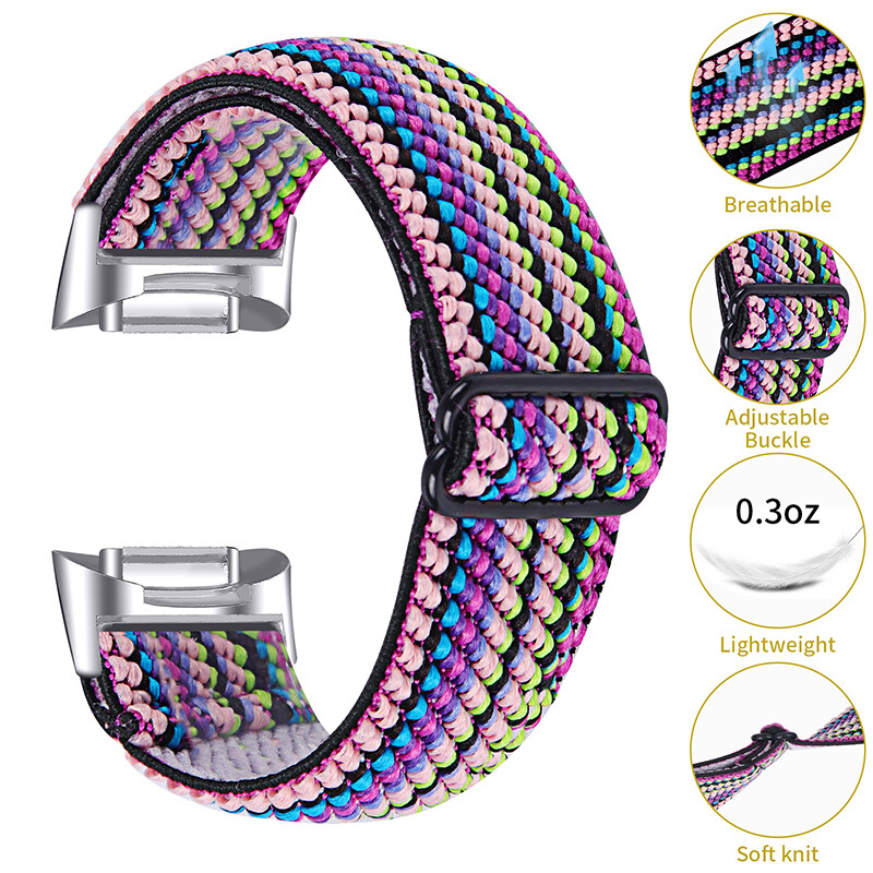 For Fitbit Charge 5 Replacement Band Bohemia Woven Nylon Elastic Strap Band
