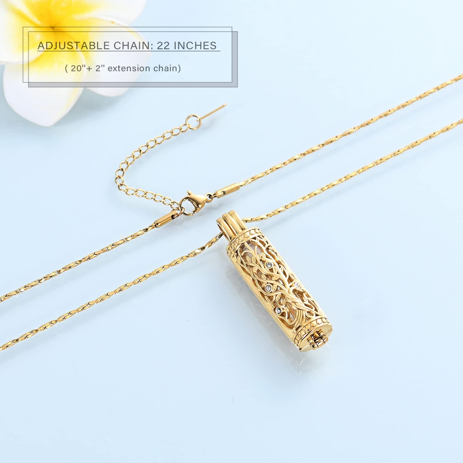 Cremation Jewelry Urn Necklace for Ashes Pendant with Hollow Glass Vial Cylin…
