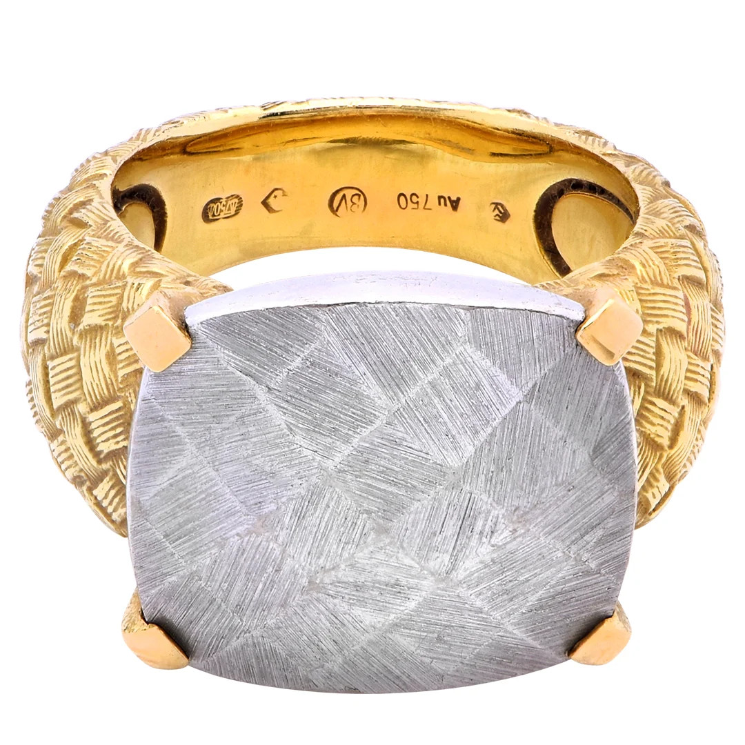 BOLD Woven Ring in 18k Yellow & White Gold – Textured Statement Piece