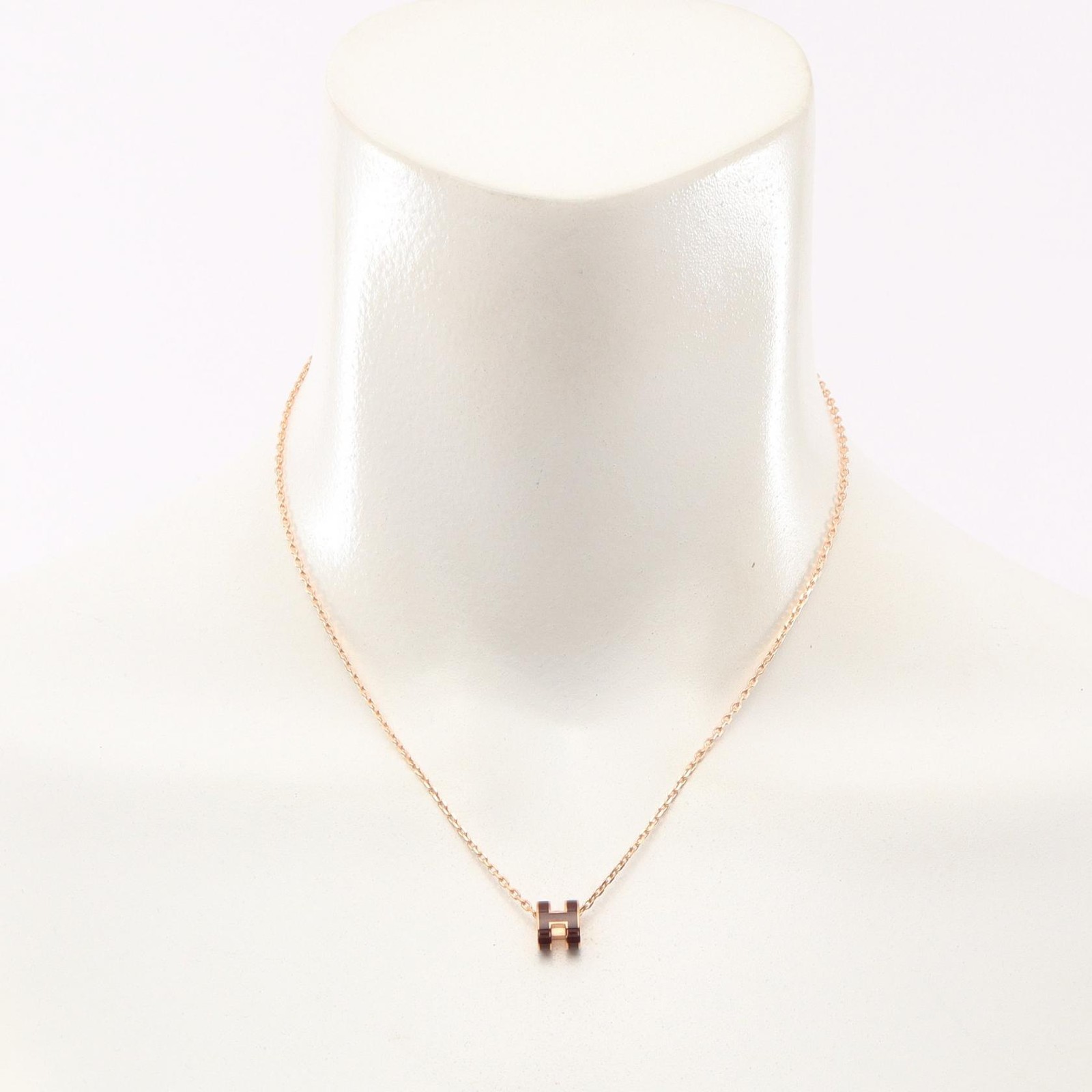 HERMES MINI POP H Necklace Pendant Gold Plated Bordeaux Used Women