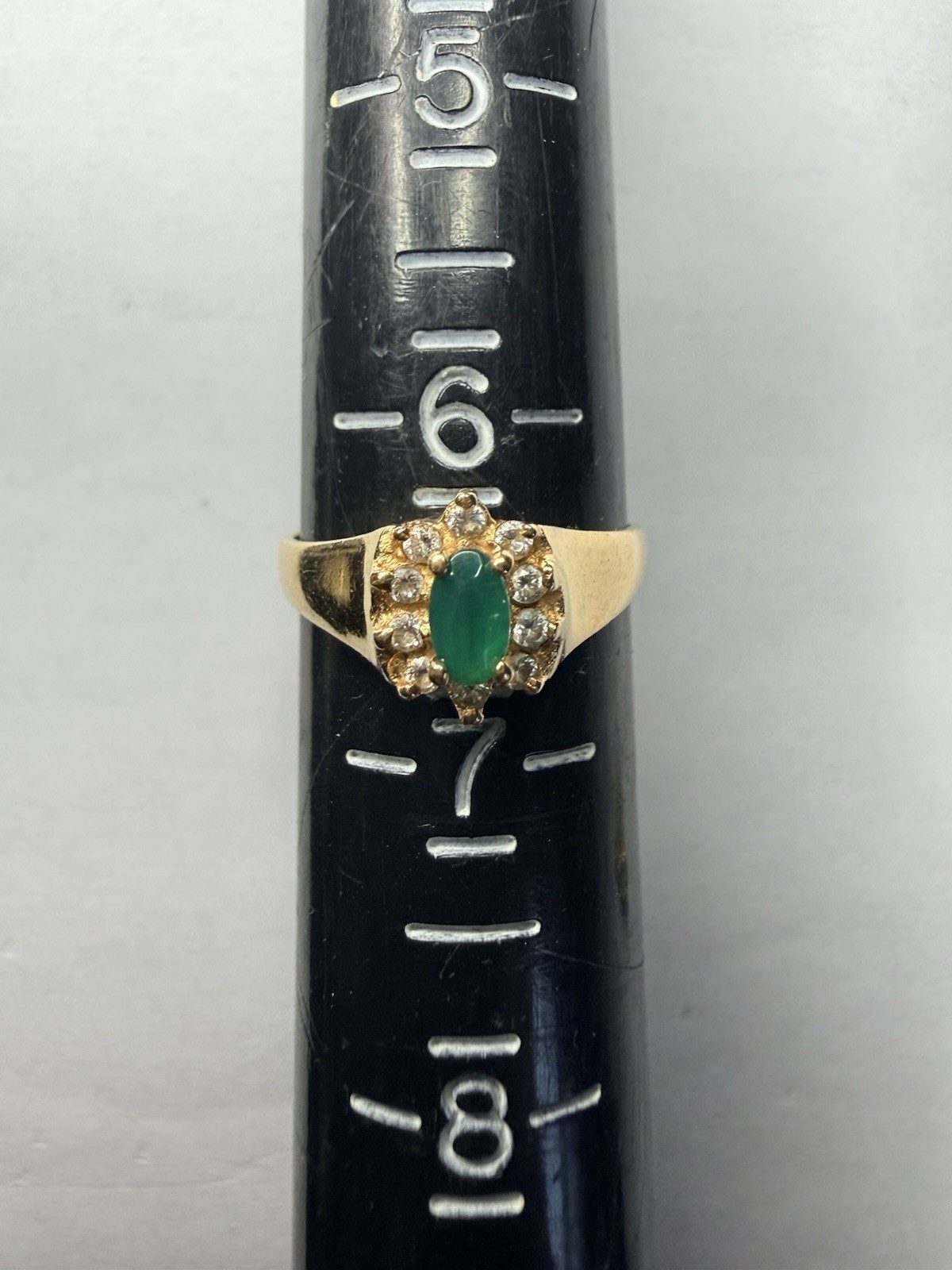 Vintage 18K Gold Emerald Ring & Earrings Set Sz 6.5 Estate Jewelry