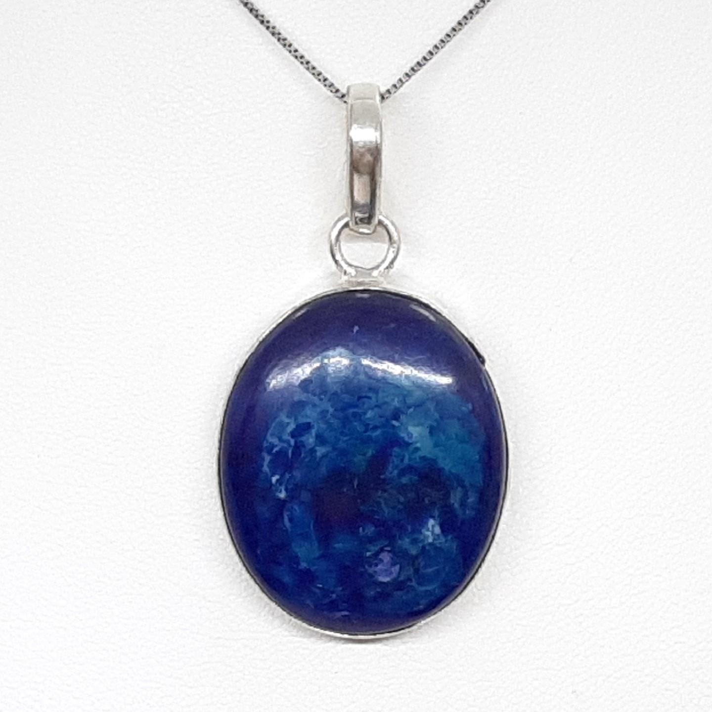 LARGE 15.42ctw Agate Cabochon Silver Pendant 10g