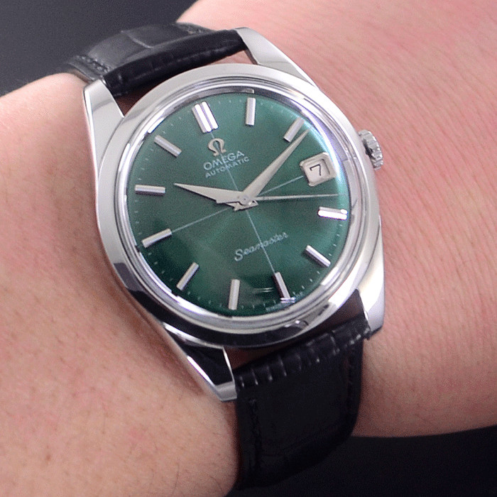 VINTAGE OMEGA SEAMASTER AUTOMATIC EMERALD DIAL DATE DRESS MEN’S WATCH