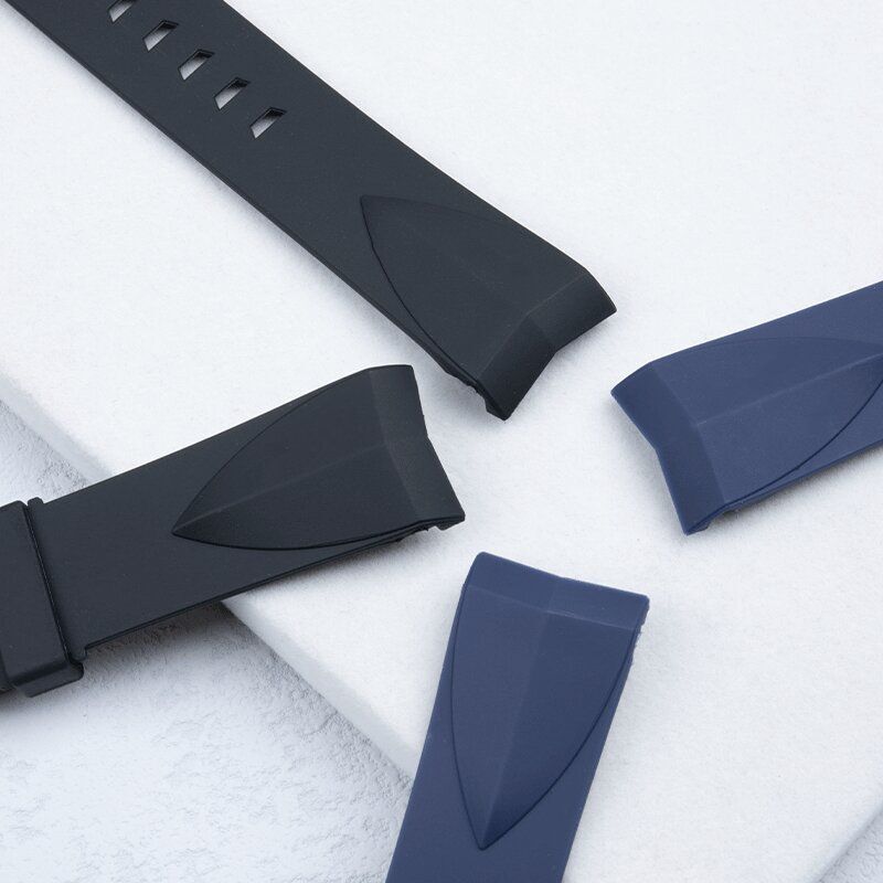 22mm Black Blue Silicone Rubber Strap Watch Band Fits Corum ADMIRAL’S CUP