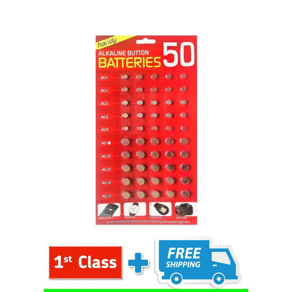 50 X Mix ASSORTED Watch Cell Batteries AG1 AG3 AG4 AG10 AG12 AG13