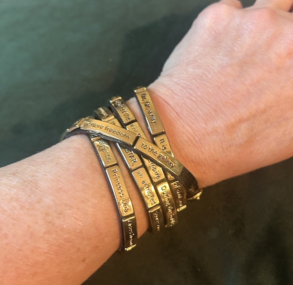 Love Madness Star Wars Crawl Leather Wrap Bracelet Buckle Black/Gold NWOT