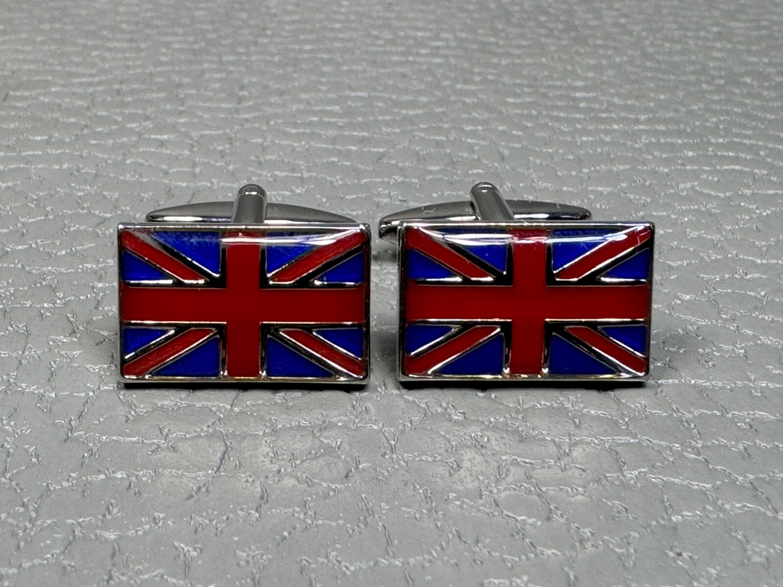 United Kingdom England Great Britain Flag White Gold Plated Cuff Links