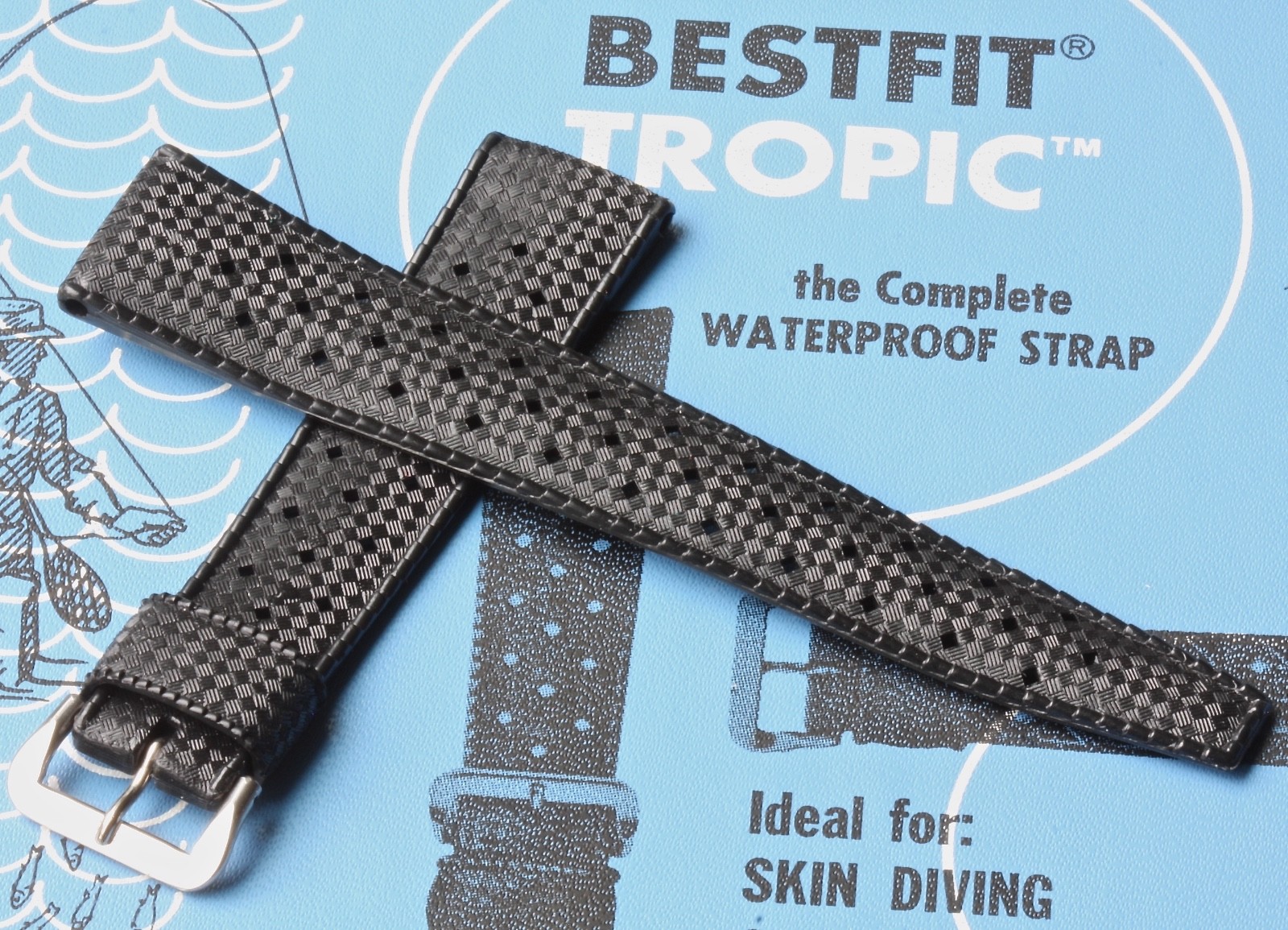 15 SOLD! Imperfect Genuine Swiss Tropic dive watch band 20mm for vintage divers