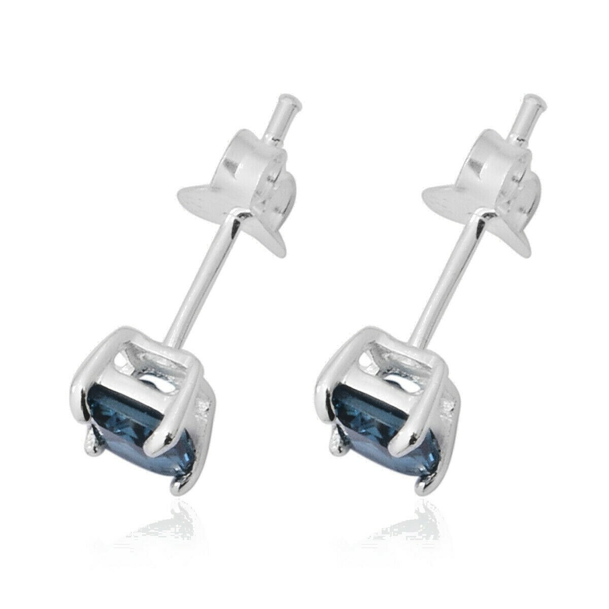 London Blue Topaz Stud Earrings in Sterling Silver 1.38 ctw