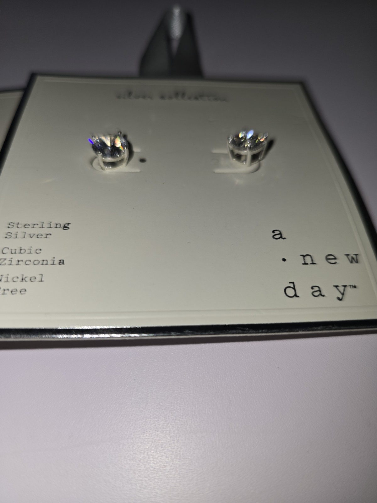 2 Packs A New Day Silver Collection Earrings Sterling Cubic Zirconia