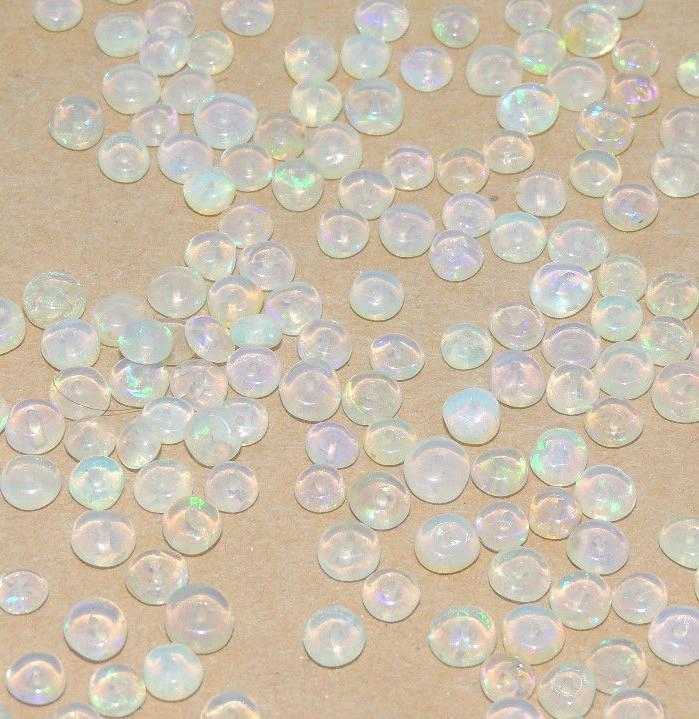 Ethiopian Opal Beads 3-4mm with 2mm dome approx .5mm hole set of 5 (14008)