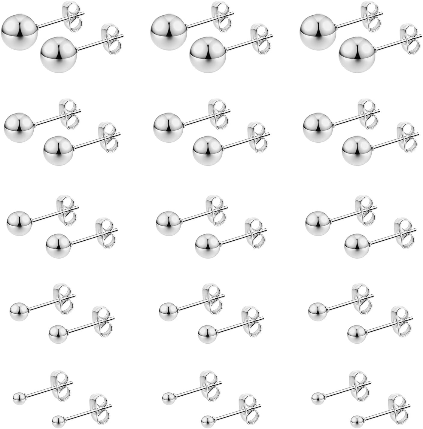 Stainless Steel Stud Earrings for Women & Men 15 Pairs Earrings Tiny Stud Earrin