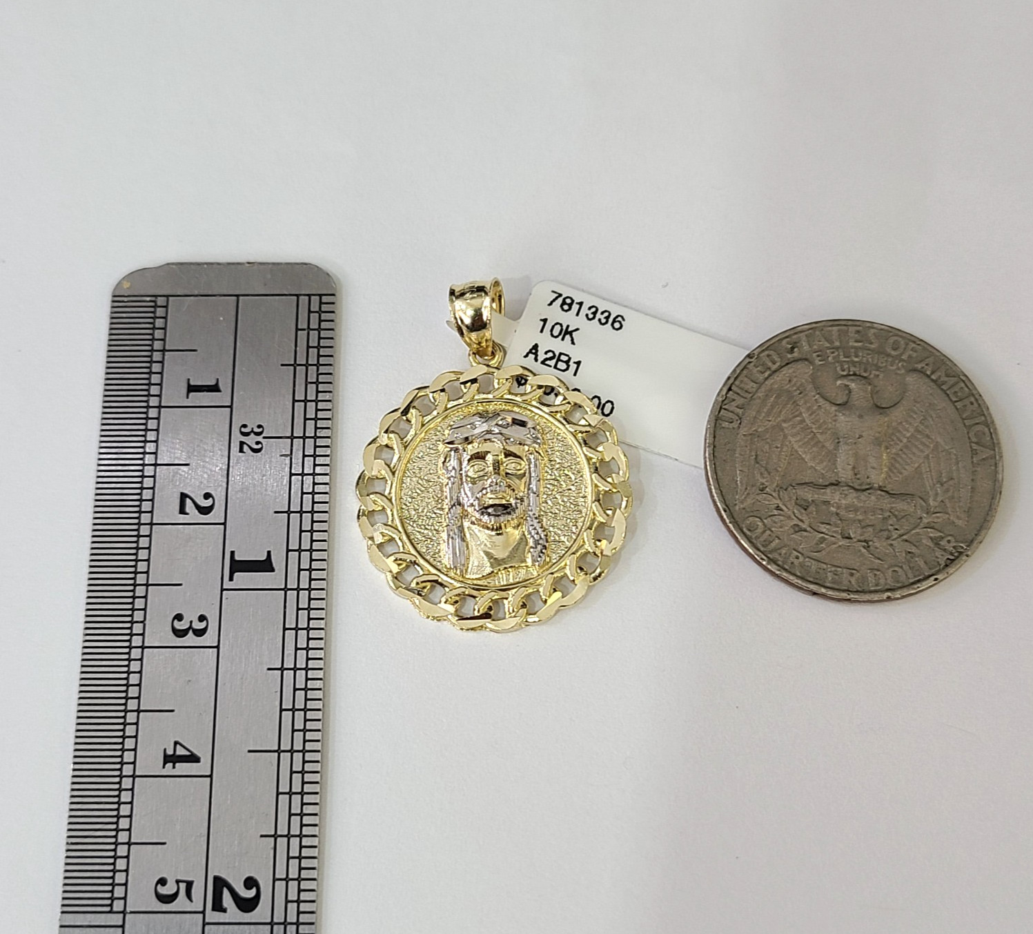 10k Gold Chain Miami Cuban Jesus Head Charm Pendant Set 4mm 18″-28″ Necklace