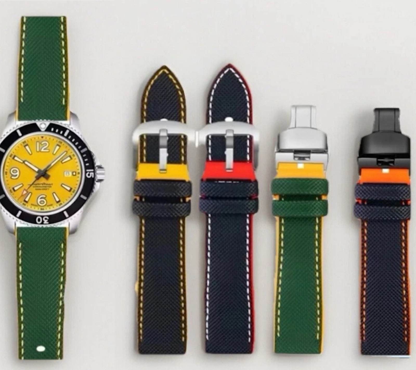 20/21/22/24mm Nylon Pattern Rubber Strap For TAG HEUER F1 Breitling Superocean
