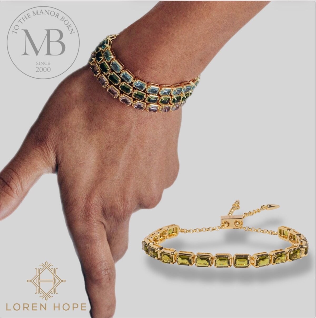 Loren Hope Liza Slider Bracelet in Olivine 18 Karat GP
