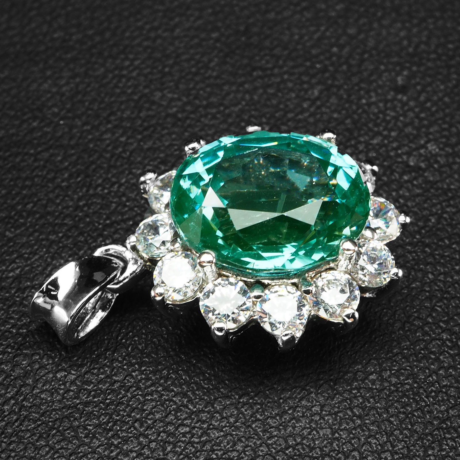 White Gold Pendants Gleaming Green Paraiba Tourmaline 6.45Ct 925 Sterling Silver