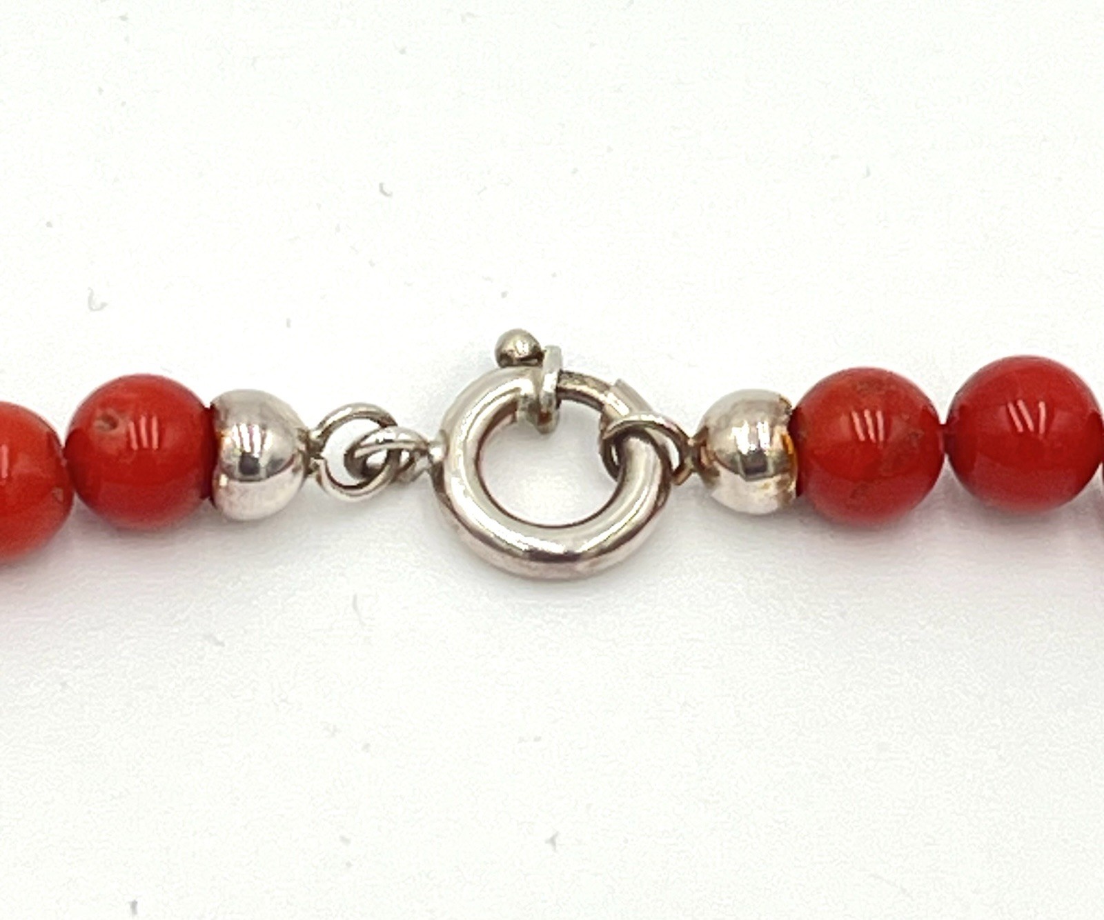 Natural Mediterranean Red Coral Necklace 7-12mm Silver Clasp – 47cm