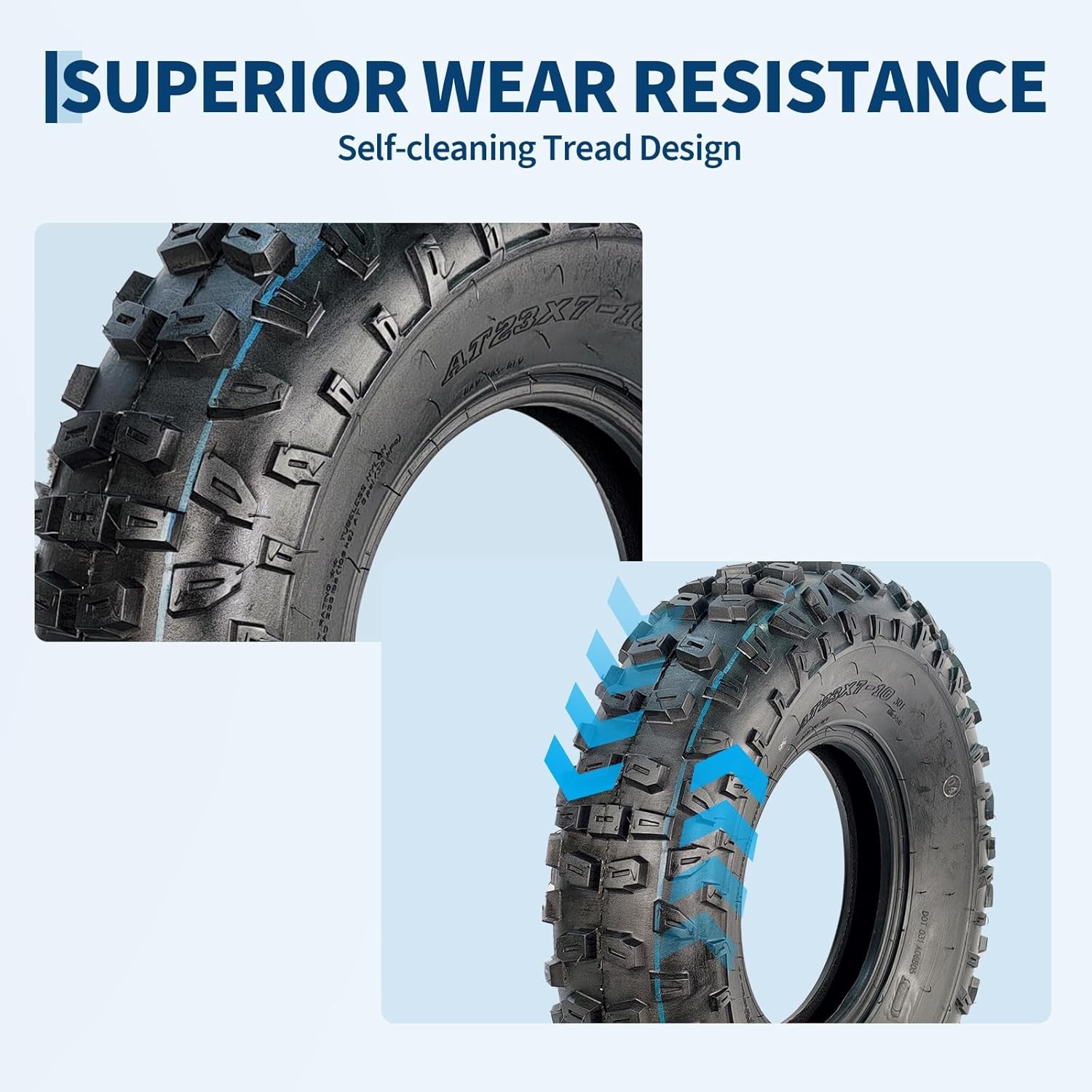 2 Packs 6PR Tubeless ATV Tires, All-Terrain Off-Road Replacement Tires, 23X7-10