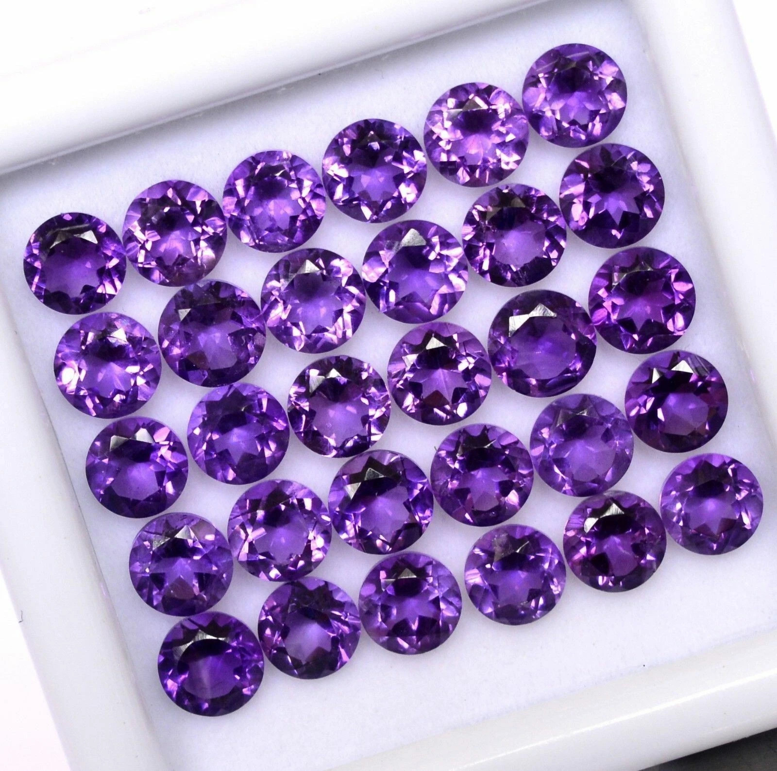 Natural Amethyst 6mm Round Cut 60 Pcs Loose Certified Gemstones Lot+ Free Gift