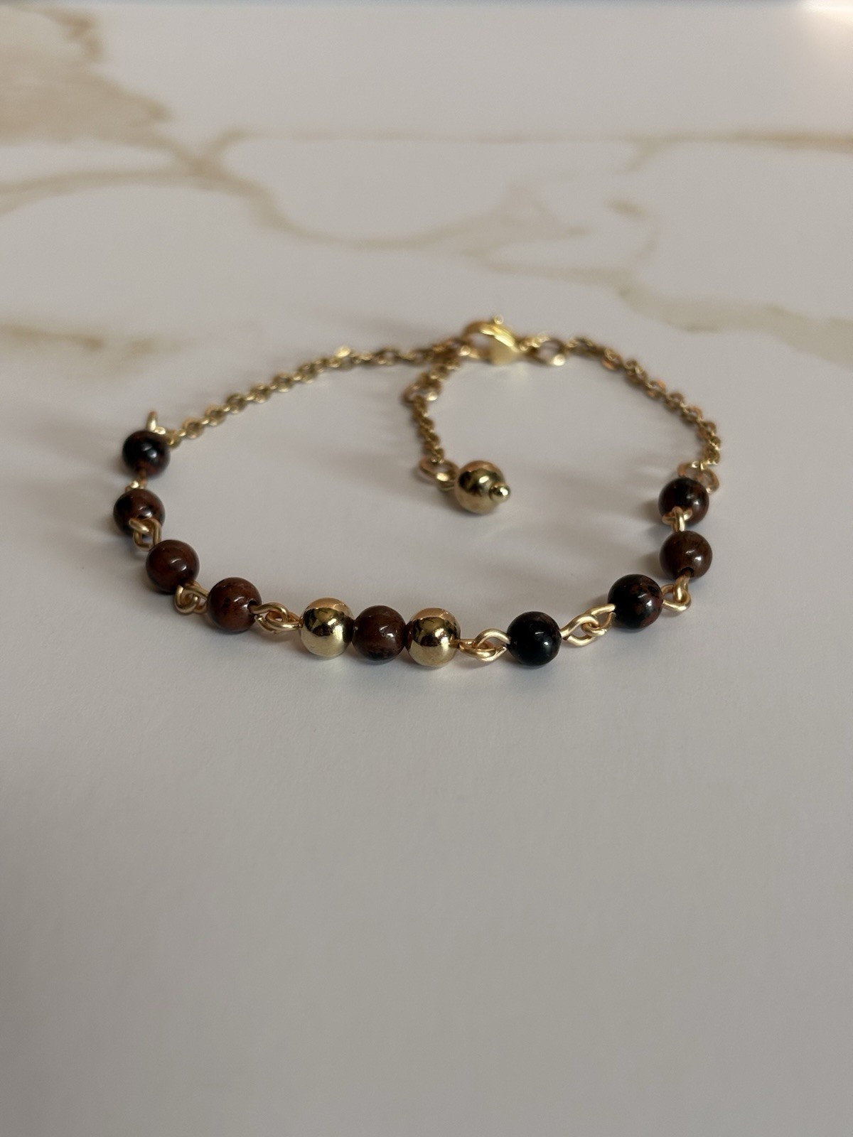Mahogany Obsidian 4mm Natural Gemstone Beaded Bracelet Handcrafted Jewelry