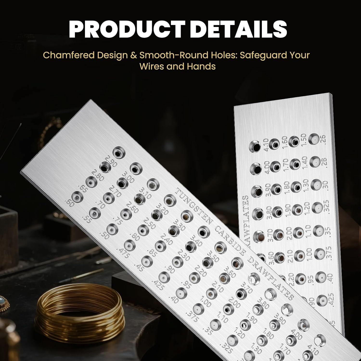 0.26-4.1Mm Jewelry Wire Drawplate 52 Holes Tungsten Carbide Steel round Draw Pla
