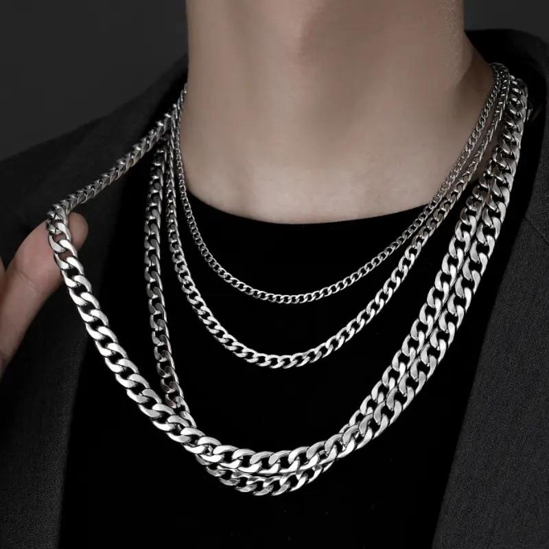 3mm/5mm Cuban Link Chains for Men, Silver Necklace Chain, Mens Necklace Jewelry