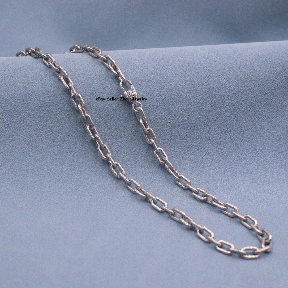 Real S925 Sterling Silver Chain 5mm Square O Link Necklace 31-32g 19.6inch