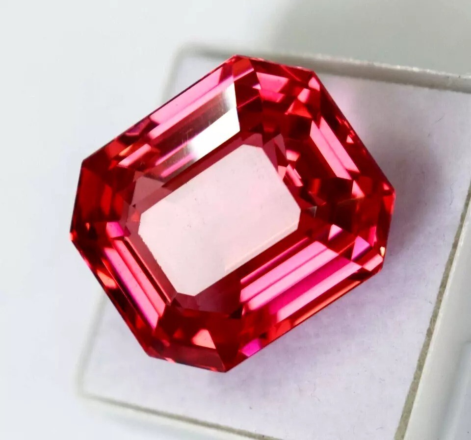 EMERALD CUT CERTIFIED LOOSE GEMSTONE NATURAL PADPARADSCHA SAPPHIRE 50 CT+ BEST